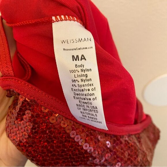 Weissman Dance dress red sequin fringe costume Queen Of The World 9034 MA - Picture 10 of 11